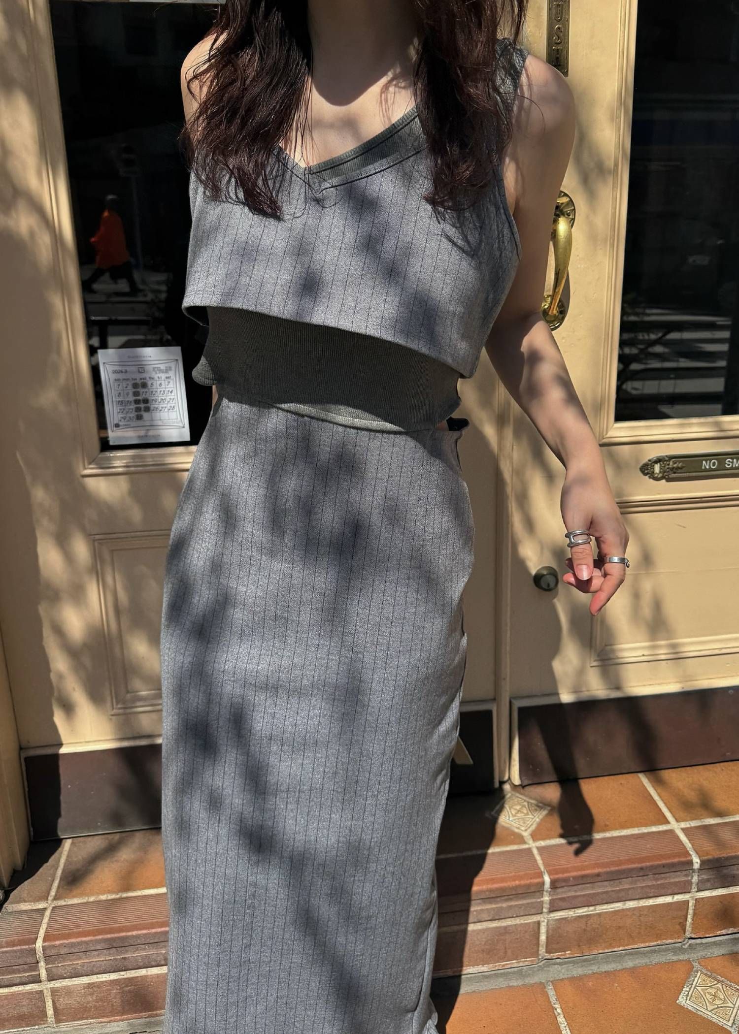 レイヤード3ピース ワンピース (ミックス) asymmetry layered 3 piece stripe OP (Mix) /  26SS