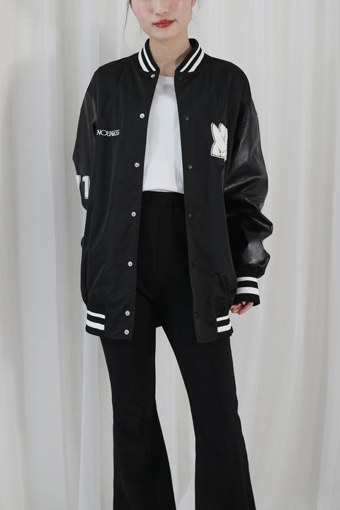 NOUNLESS NYLON STADIUM JUMPER / ナウンレスナイロンスタジャン (ノワール)