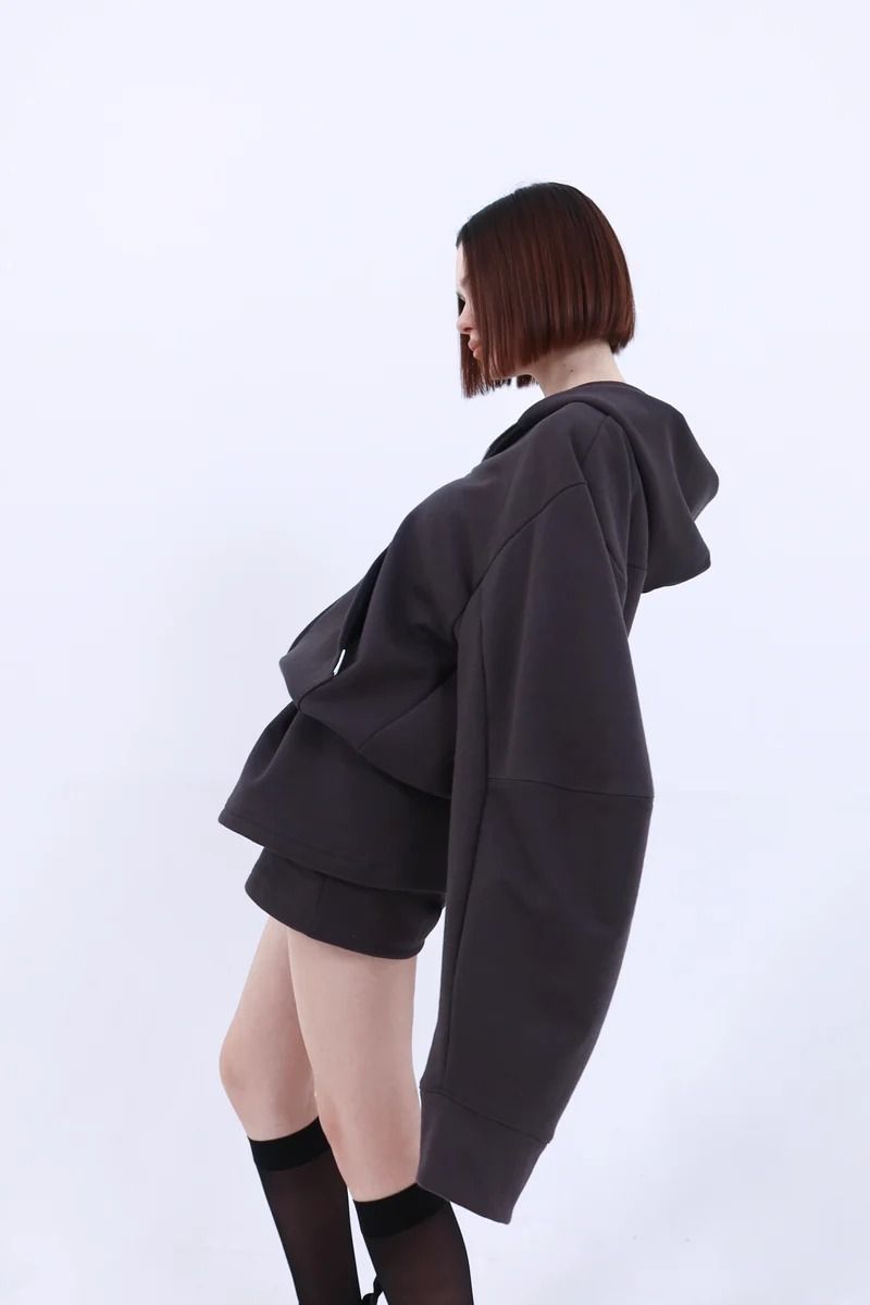 Edge forme ZIP hoodie / エッジフォーム ジップフーディ (チャコール)