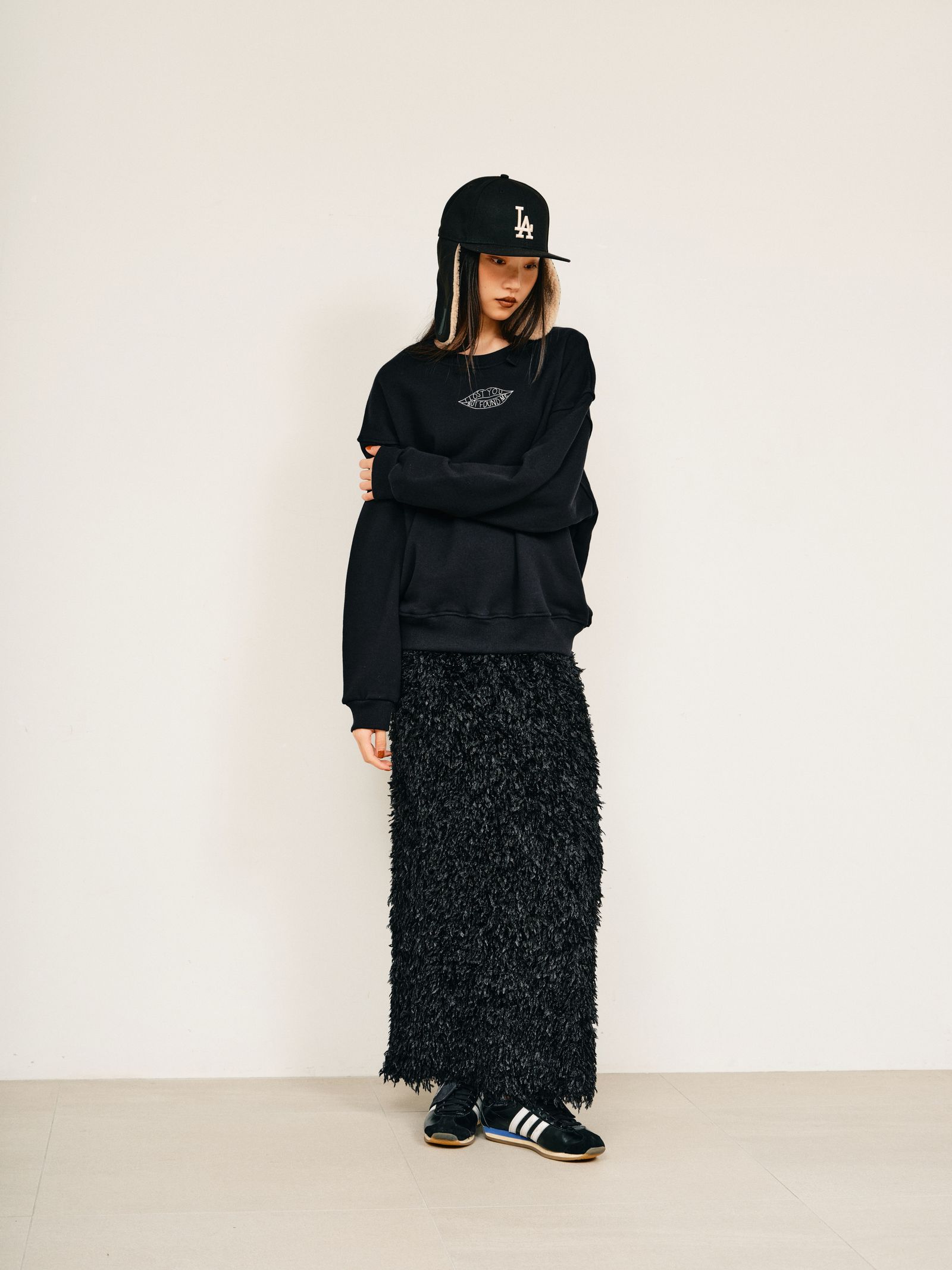 Feather slit skirt / フェザースリットスカート (ブラック) / 25AW