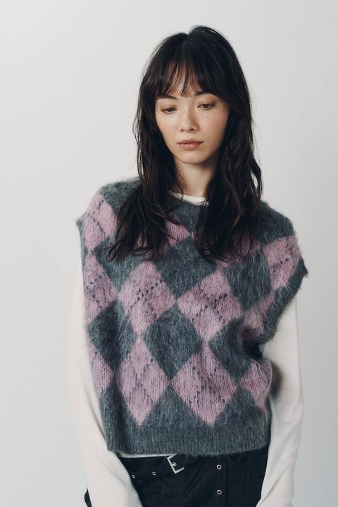 アーガイルニットベスト (ピンク) argyle knit vest (Pink) / 26AW