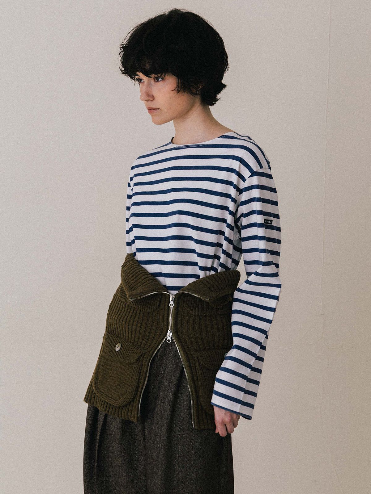 【25AW】MILITALY KNIT BUSTIER / ミリタリー ニットビスチェ (カーキ)