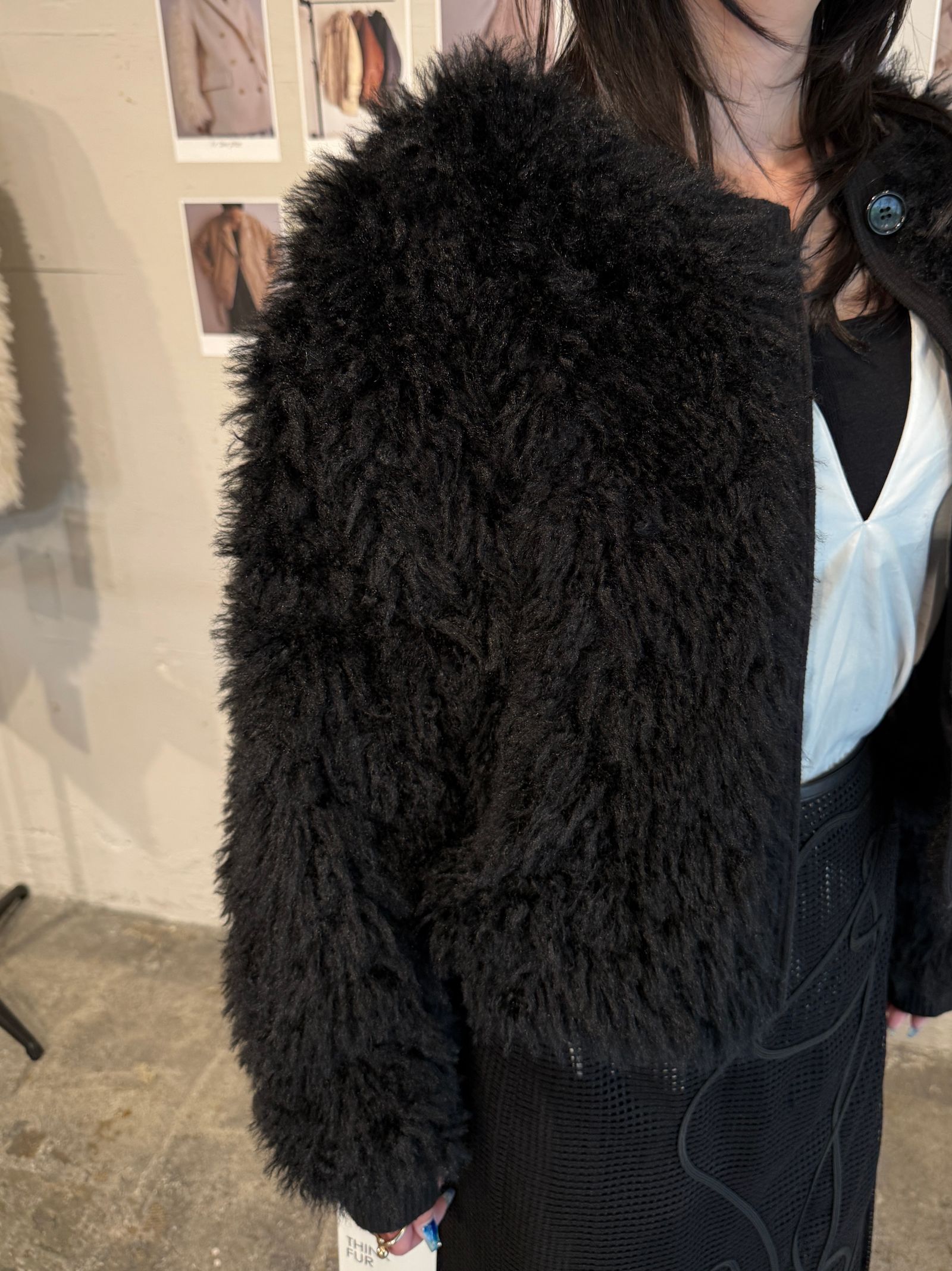 【25AW】2Way Fur×Knit Tops (ブラック) / 2ウェイファー×ニットトップス / エコファー / フェイクファー