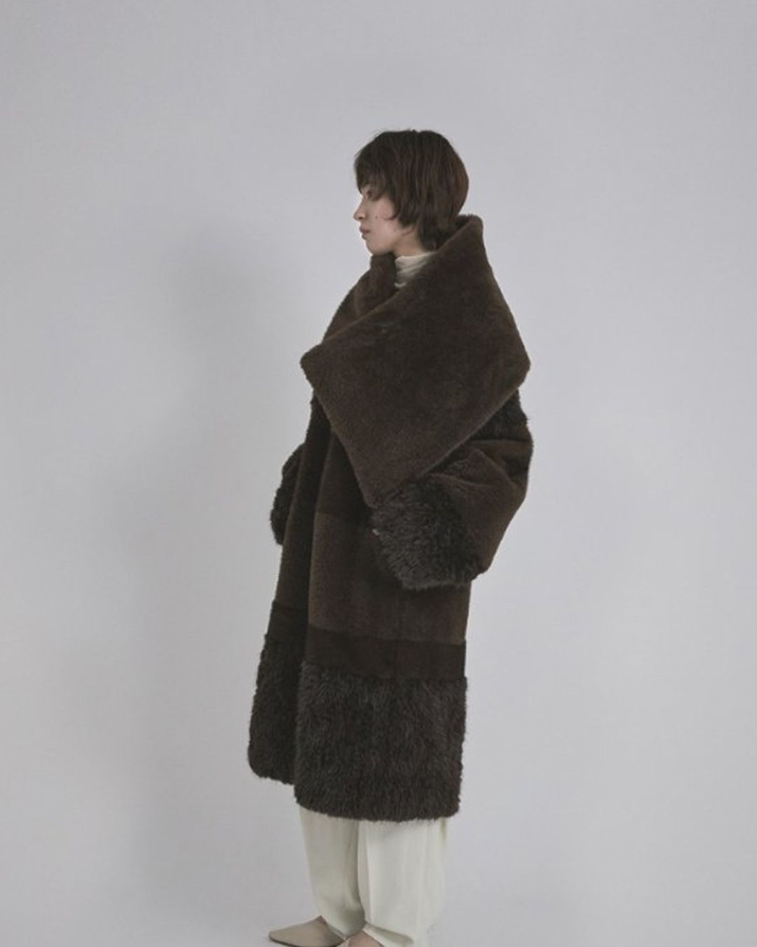 【先行予約】【26TH-19】ミックスファーコート (ブラウン) Mixed Fur Coat (Brown) /  エコファー  /  フェイクファー 【受注期間6/14 23:59まで】