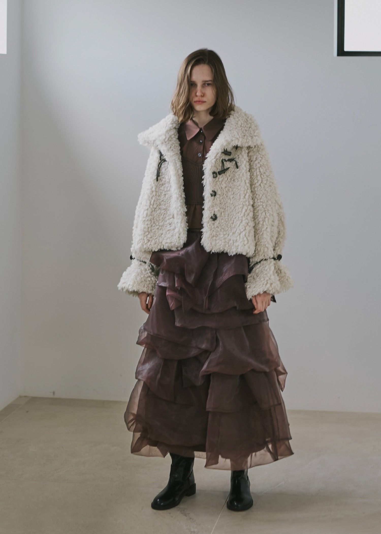 poodle fur cord toggle short JK / プードルファー トグルショートジャケットコート (シェル) / 25AW