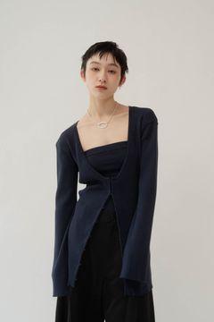 ladylike knit cardigan / レディーライク ニットカーディガン (ネイビー) / 25SS