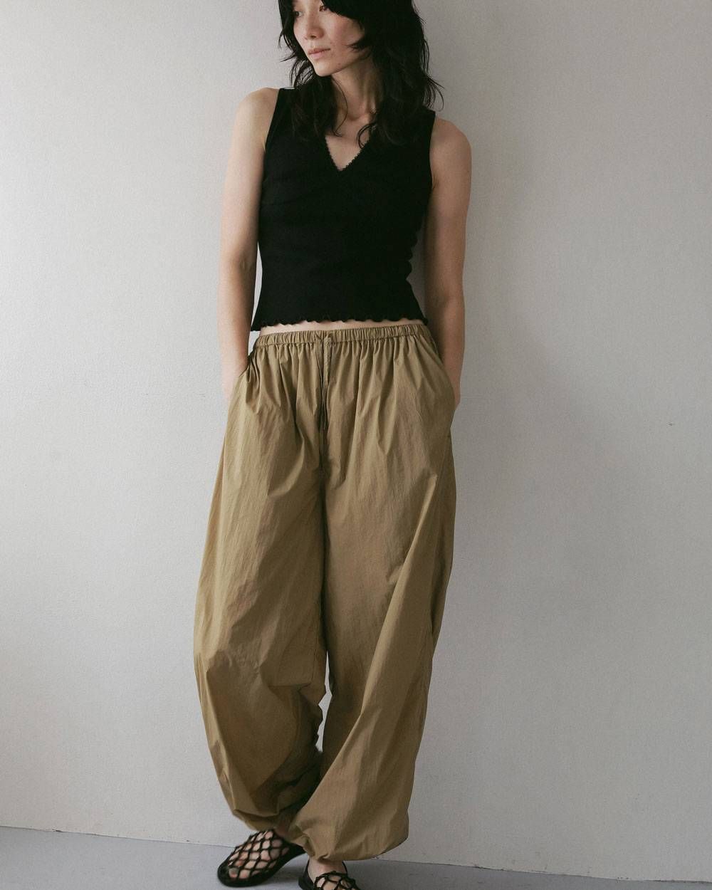 シアー ナイロンパンツ (ベージュ) Sheer Nylon Pants (Beige) / 27SS
