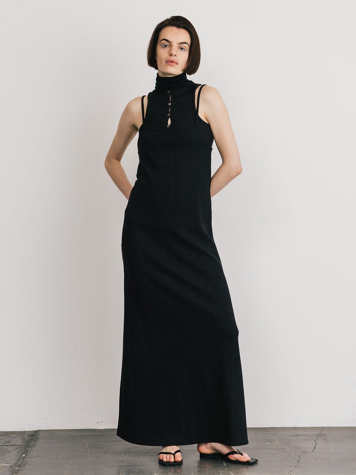 【25SS】SLAB RIB TANK SET DRESS / スラブリブ タンクセットドレス (ブラック)