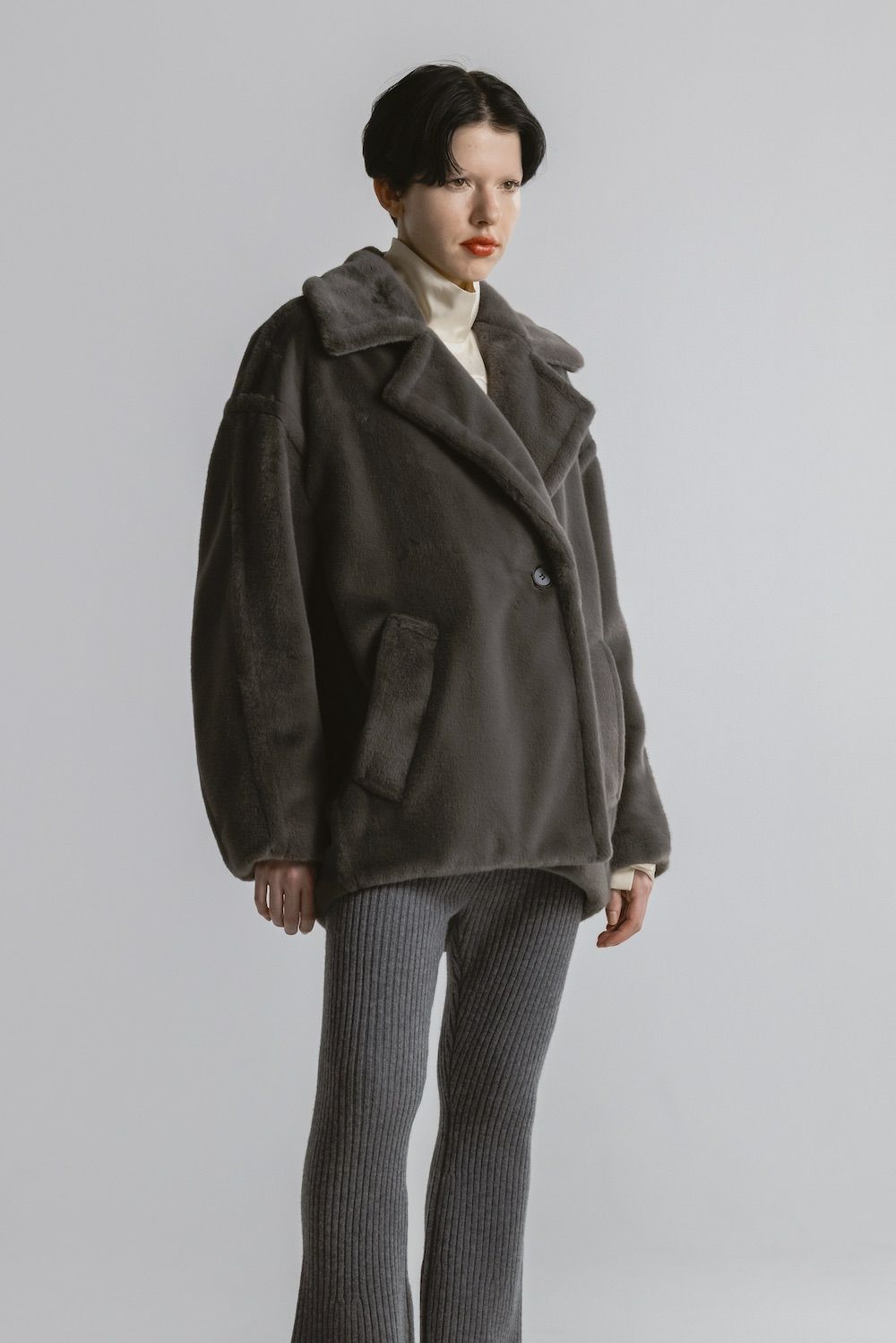 【25AW】BOA MIDDLE COAT / ボアミドルコート (グレー)