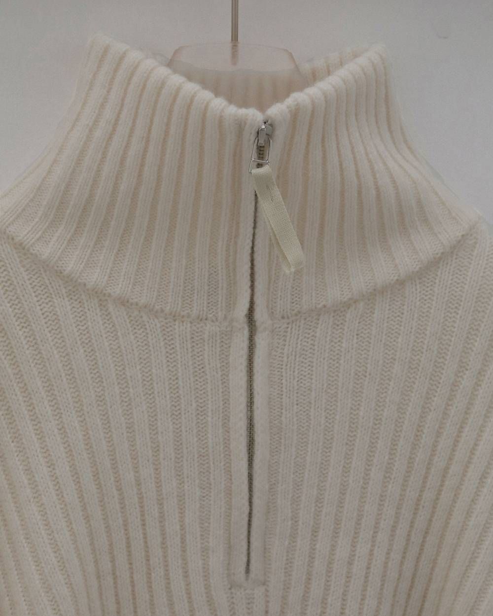 ハーフジップリブニット (アイボリー) Halfzip Rib Knit (Ivory) / 26AW 【6月29日まで期間限定予約】