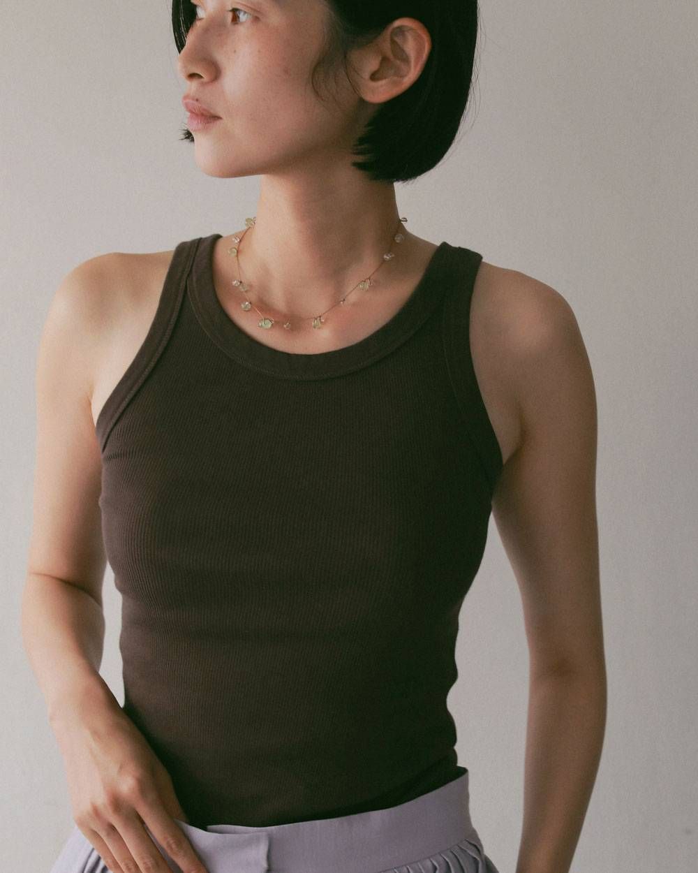 シルクコードネックレス (ベージュ) Stone Silkcord Necklace (Beige) / 27SS