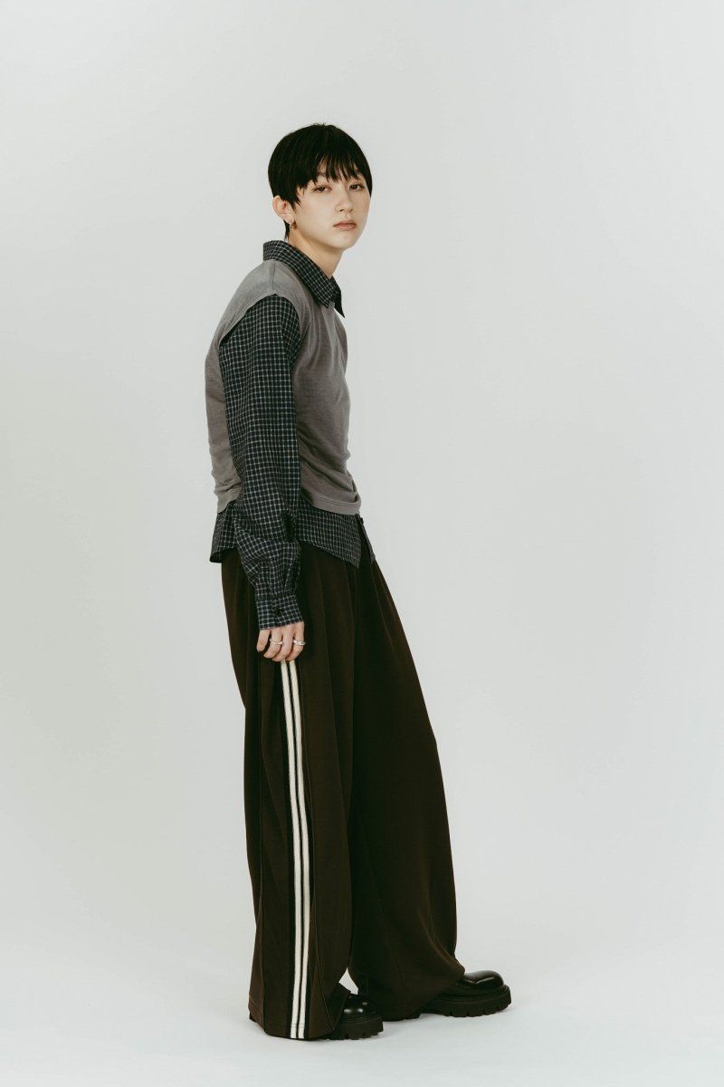 2-piece layered compact shirt (NavyGray) / 2ピース レイヤードコンパクトシャツ (ネイビーグレー) / 26SS