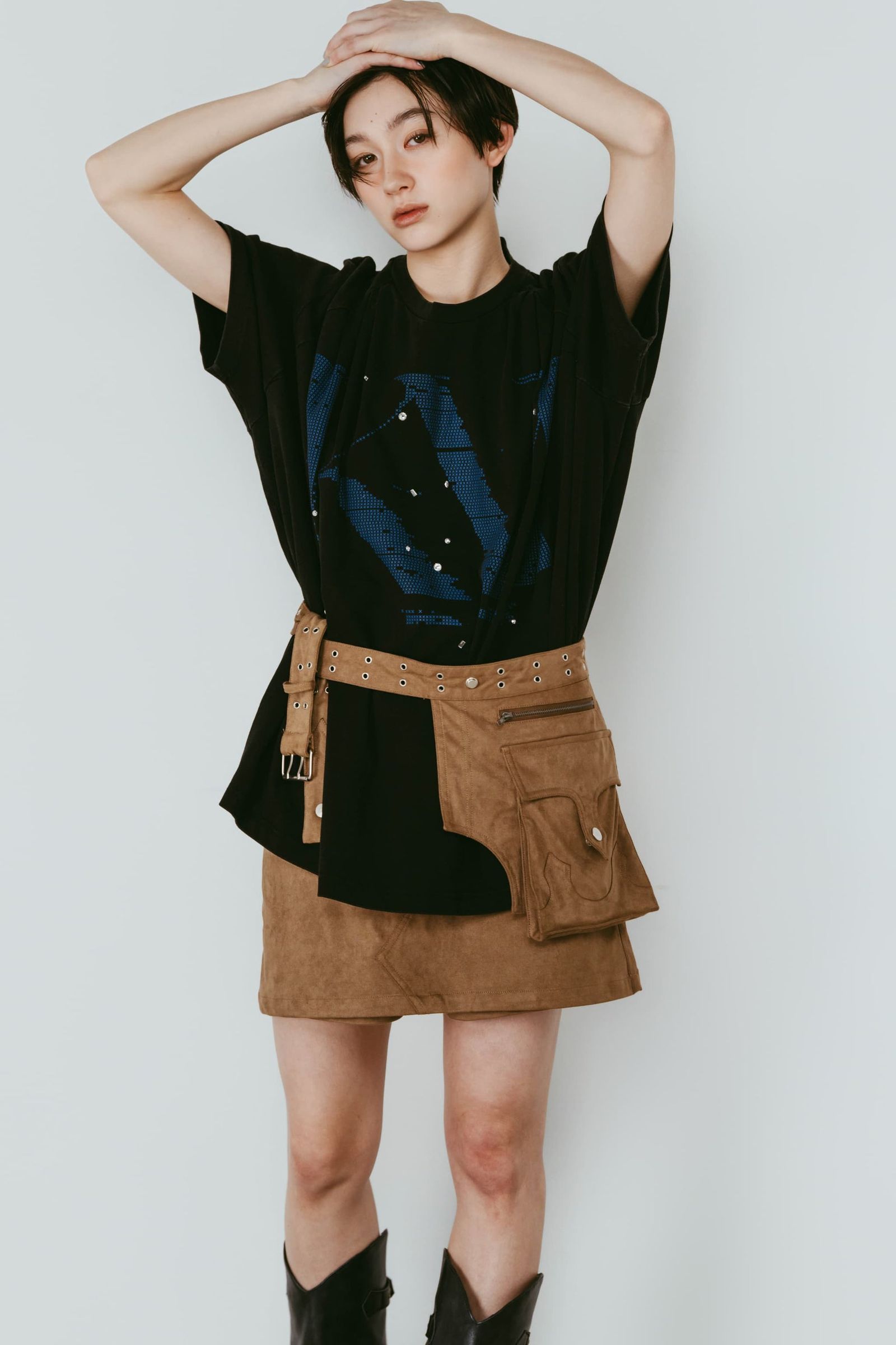 レイヤード スエードスコート (ブラウン) layered suede skort (Brown) /  26SS
