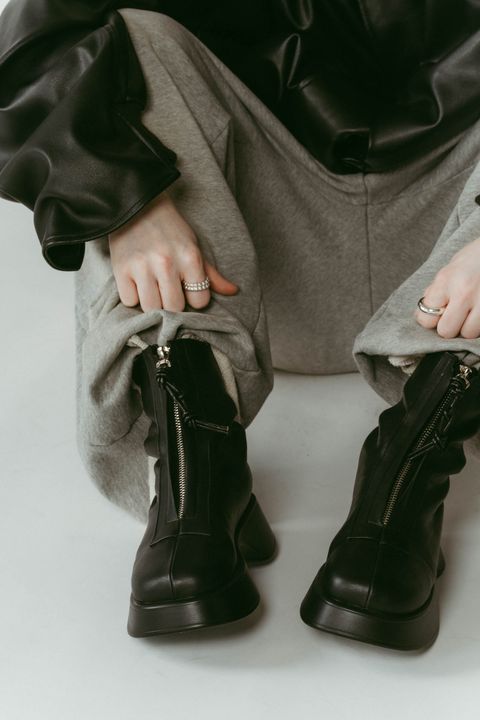 front zip platform boots / フロントジップ プラットフォーム ブーツ (ブラック) / 25AW