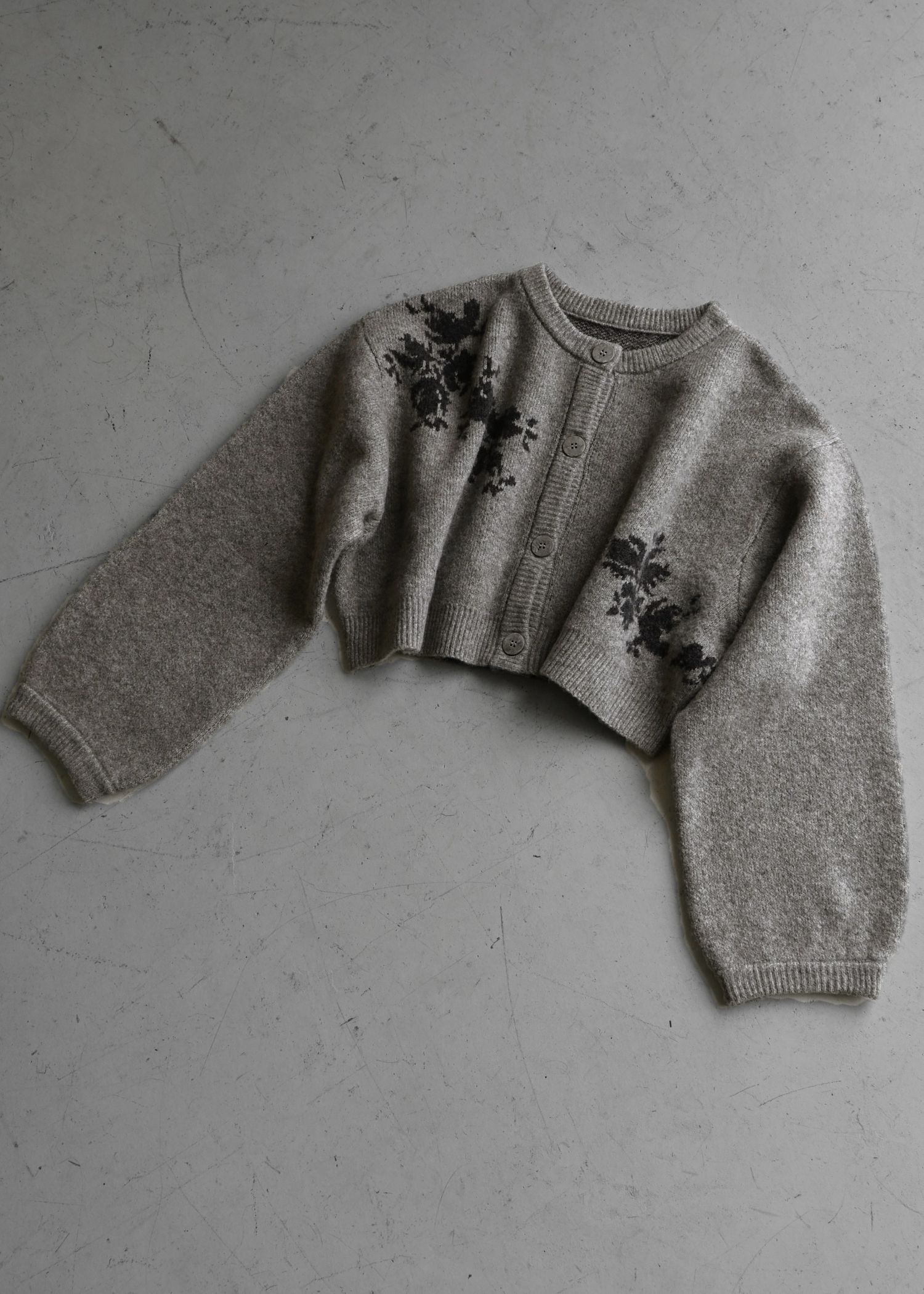 cropped flower jacquard knit cardigan / フラワージャガード ニットカーディガン (ミックス) / 25AW /