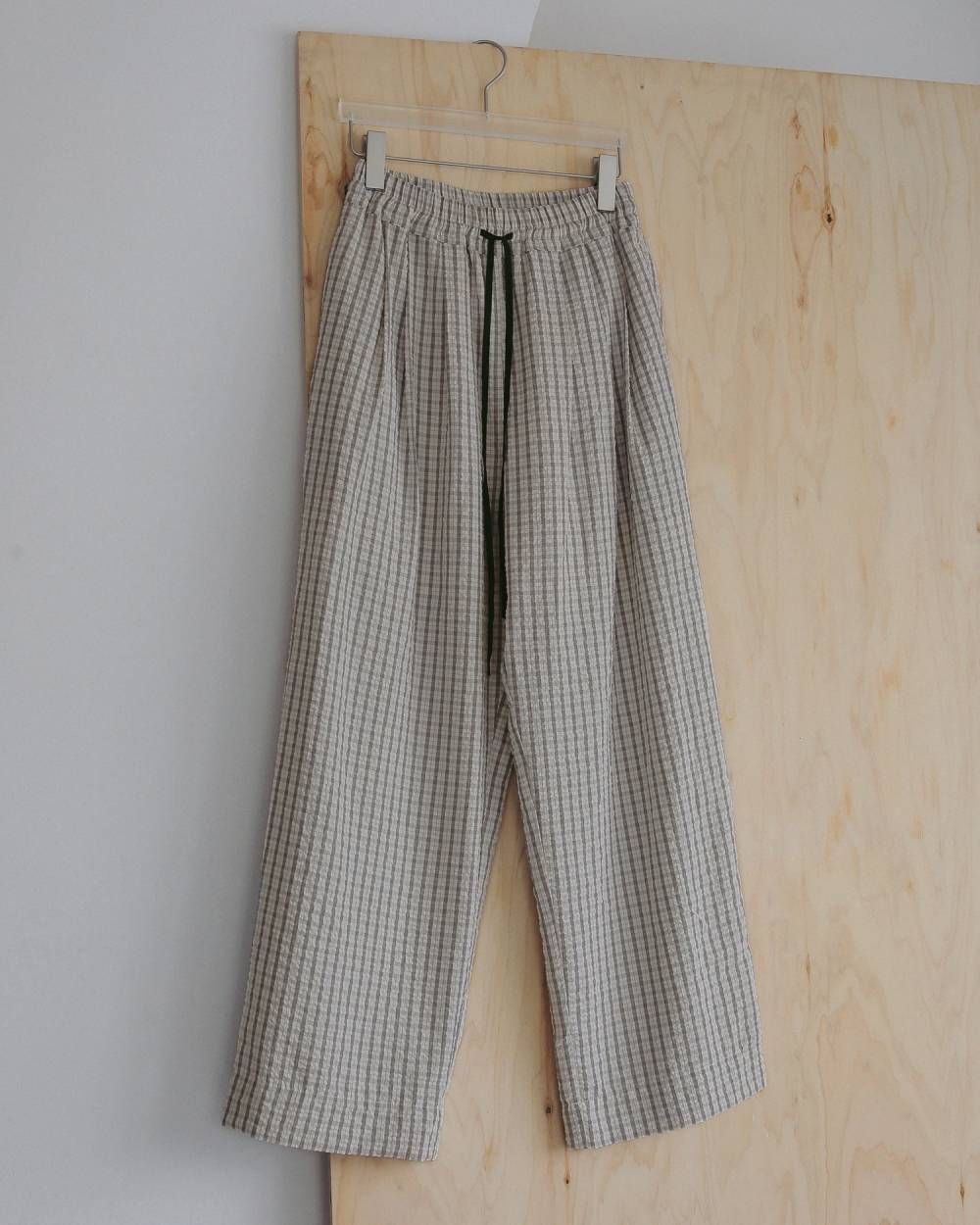 シアサッカー ルーズパンツ (アイボリー) Suckercheck Loose Pants (Ivory) / 27SS