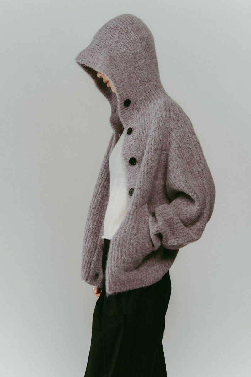 hooded cardigan knit / フーデッド カーディガンニット (ライラック) / 25AW
