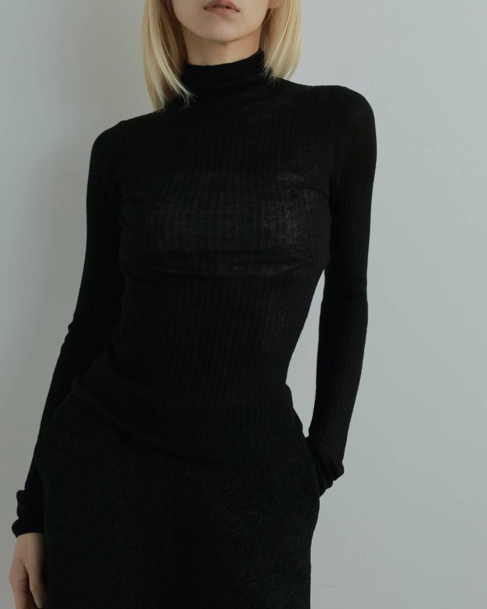 【25AW】Soft Rib Turtle / ソフトリブ タートルネックニット (ブラック)