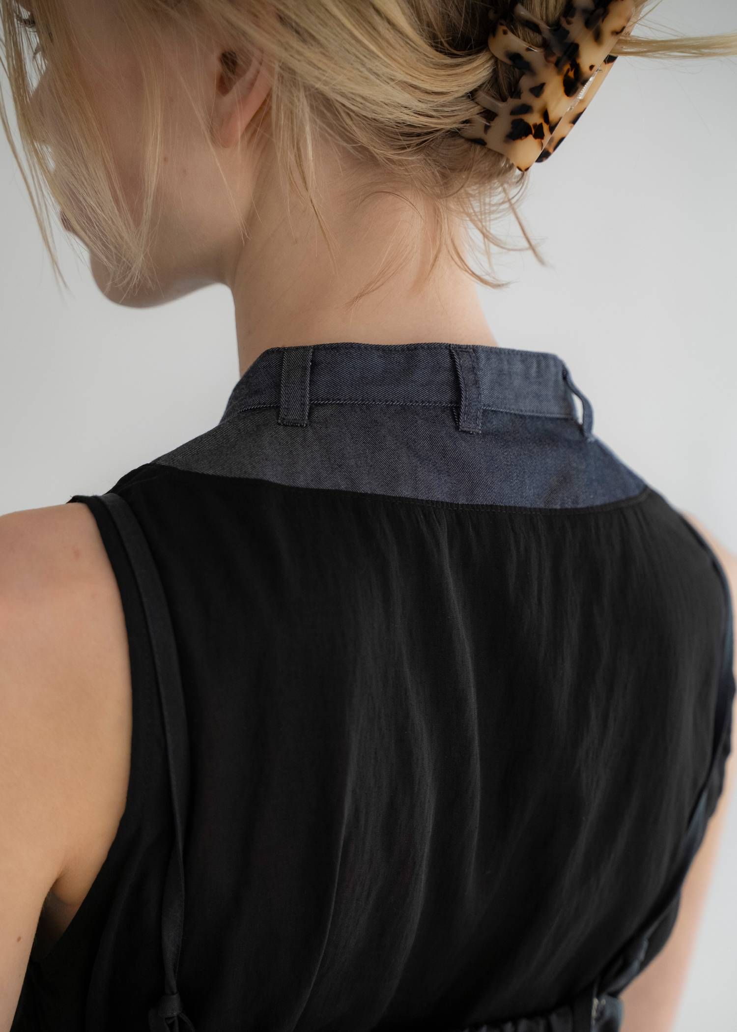 ノースリーブ シャツ (ブラック) no sleeve color scheme collar shirt (Black) /  26SS