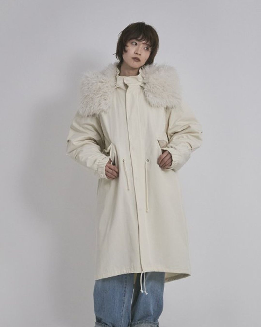 【先行予約】【25TH-20】モッズコート (ホワイト) M-65 Mods Coat (White) /  エコファー  /  フェイクファー 【受注期間6/14 23:59まで】