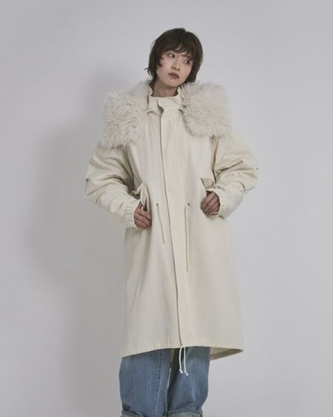 【先行予約】【25TH-20】モッズコート (ホワイト) M-65 Mods Coat (White) /  エコファー  /  フェイクファー 【受注期間6/14 23:59まで】