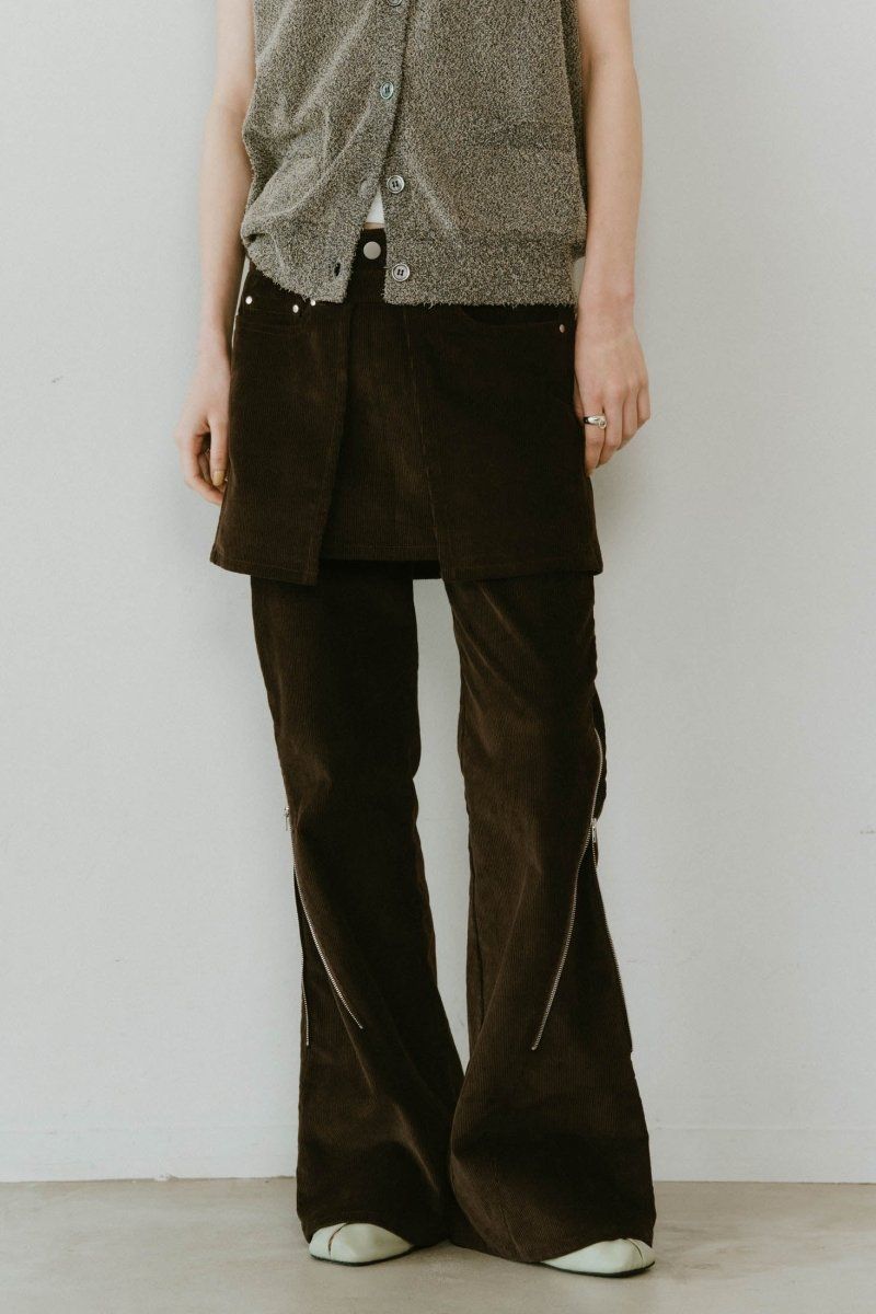 2piece zip flare pants / 2ピース ジップフレアパンツ (ブラウン) / 25SS