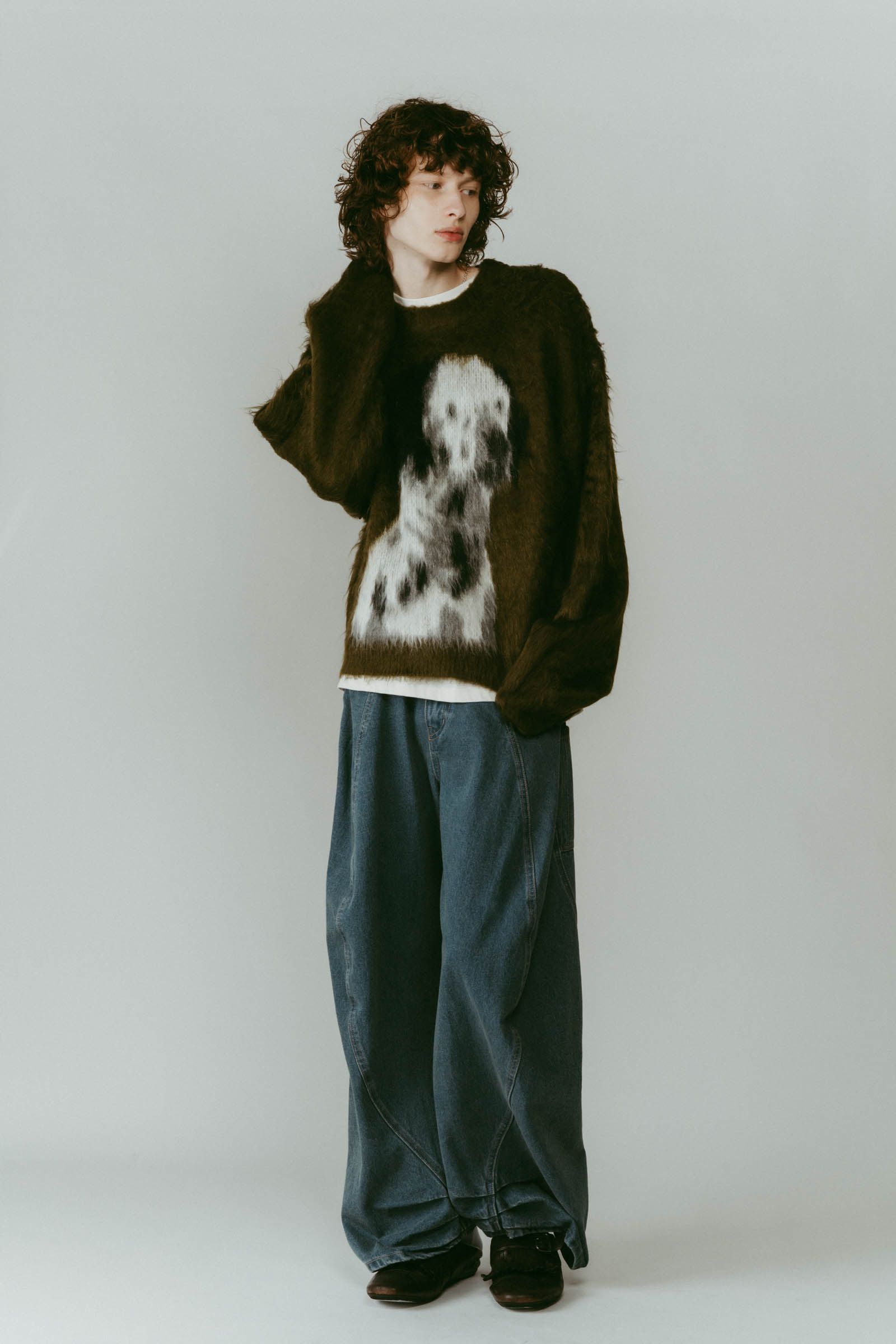 dalmatian shaggy knit(unisex) / ダルメシアン シャギーニット (グリーン) / 25AW