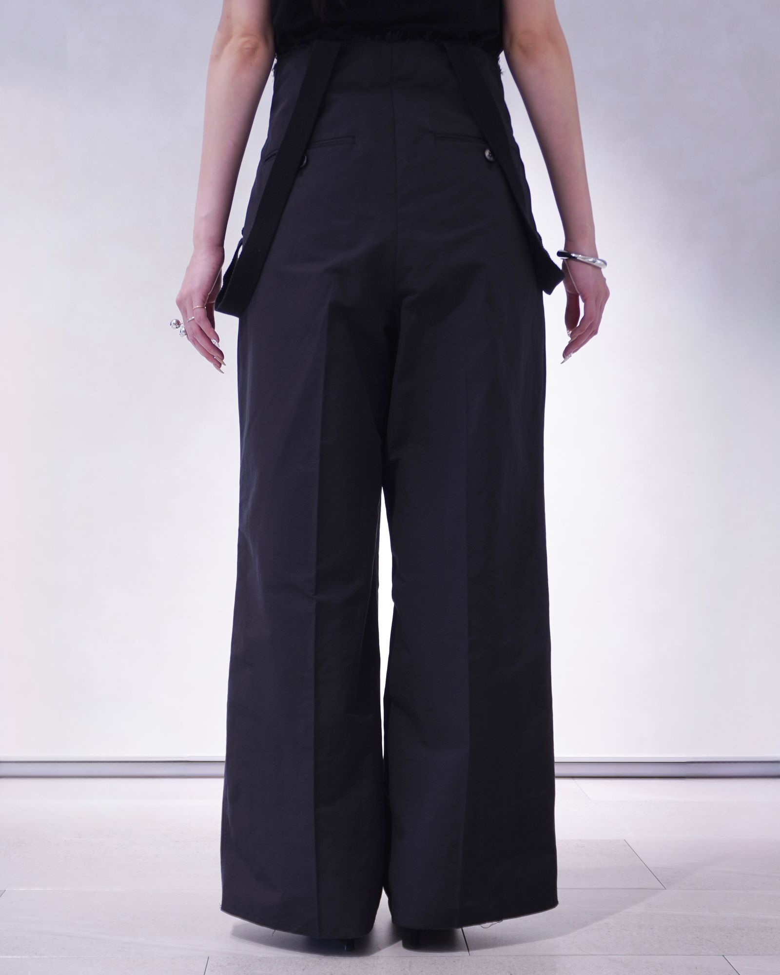 ànuke - サスペンダー ワイドパンツ (ブラック) Suspenders Wide Pants