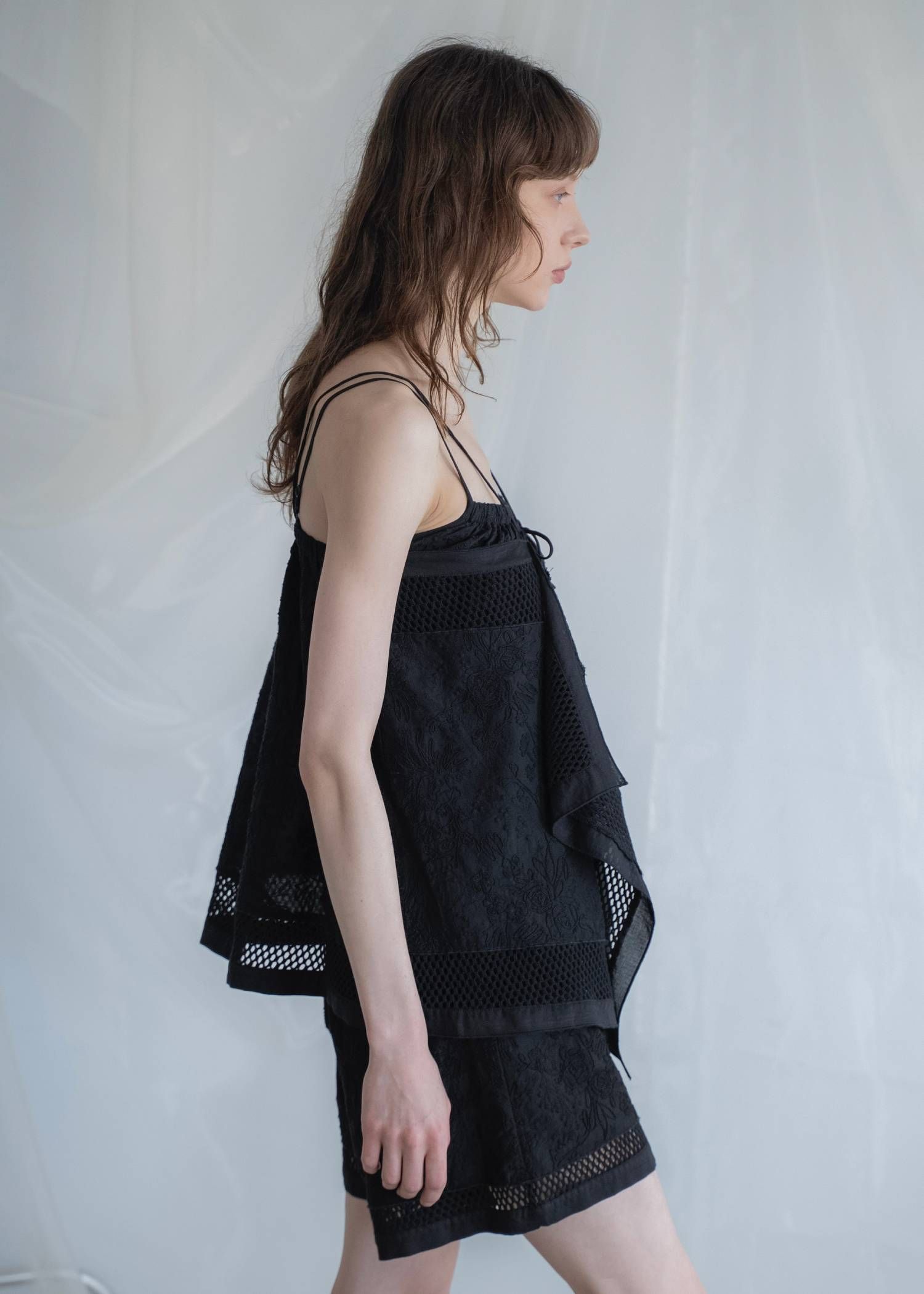 マルチウェイ キャミトップス (ブラック) multi way drape panel cami tops (Black) /  26SS
