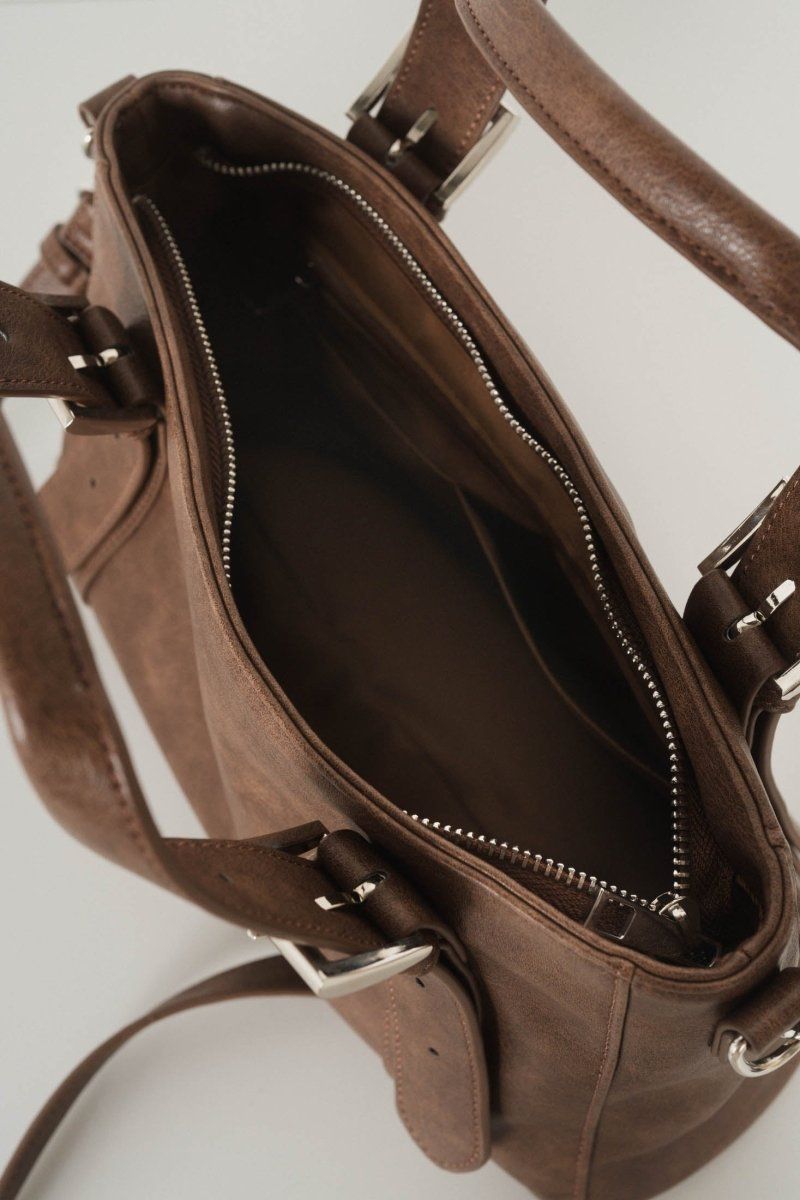 zip belt boston bag / ジップベルトボストンバッグ (ブラウン)