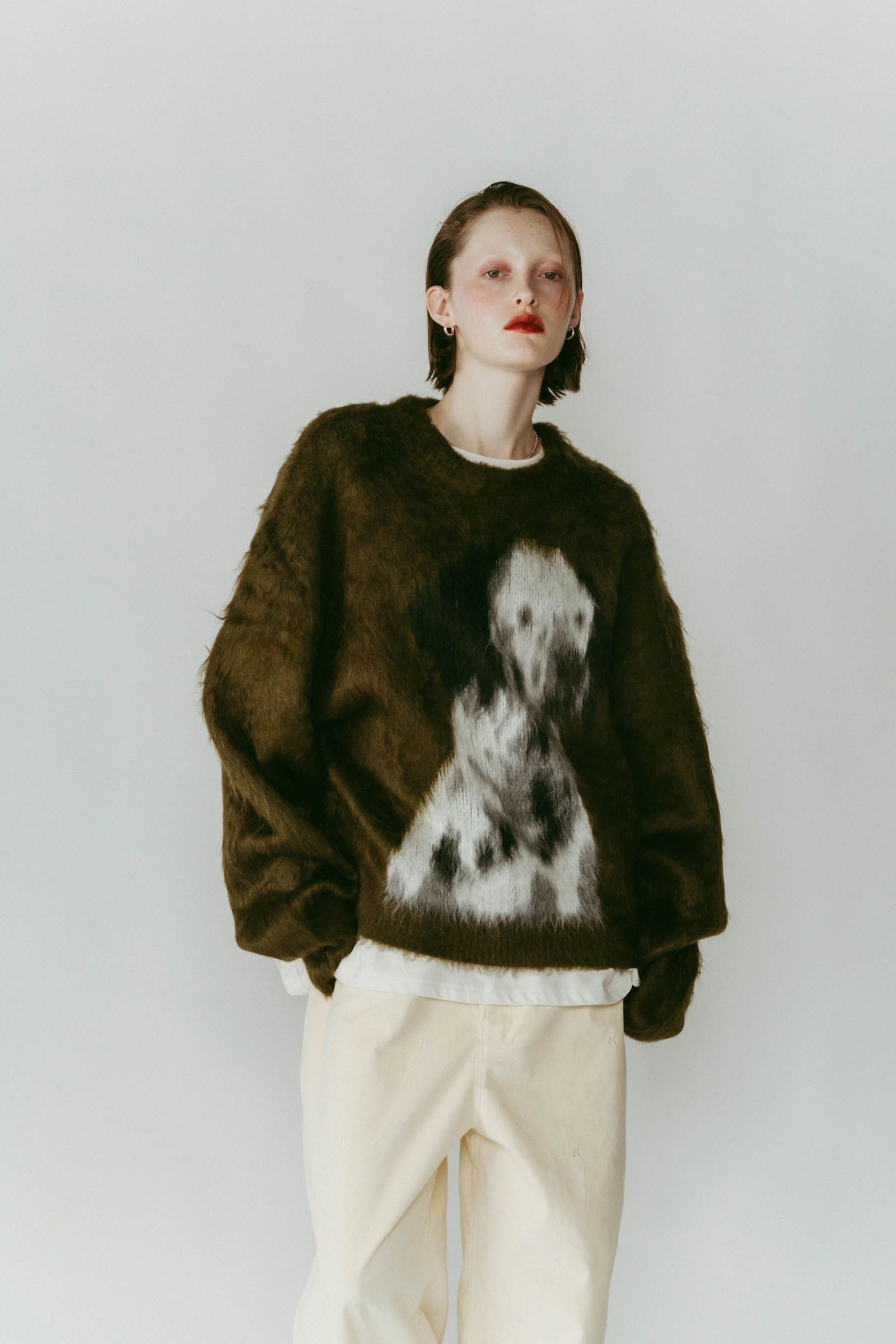dalmatian shaggy knit(unisex) / ダルメシアン シャギーニット (グリーン) / 25AW