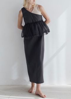 tulle peplum docking rib OP (Shark) / チュールペプラムワンピース (シャーク) / 26SS