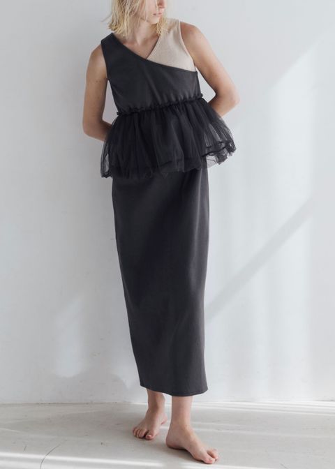 tulle peplum docking rib OP (Shark) / チュールペプラムワンピース (シャーク) / 26SS