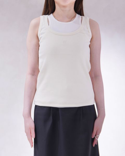2ピース レイヤードロゴタンクトップ (アイボリー) 2piece layered logo tank top