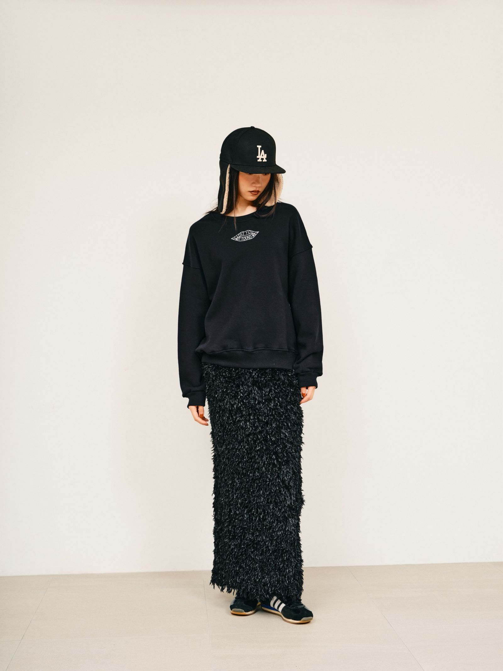 Feather slit skirt / フェザースリットスカート (ブラック) / 25AW