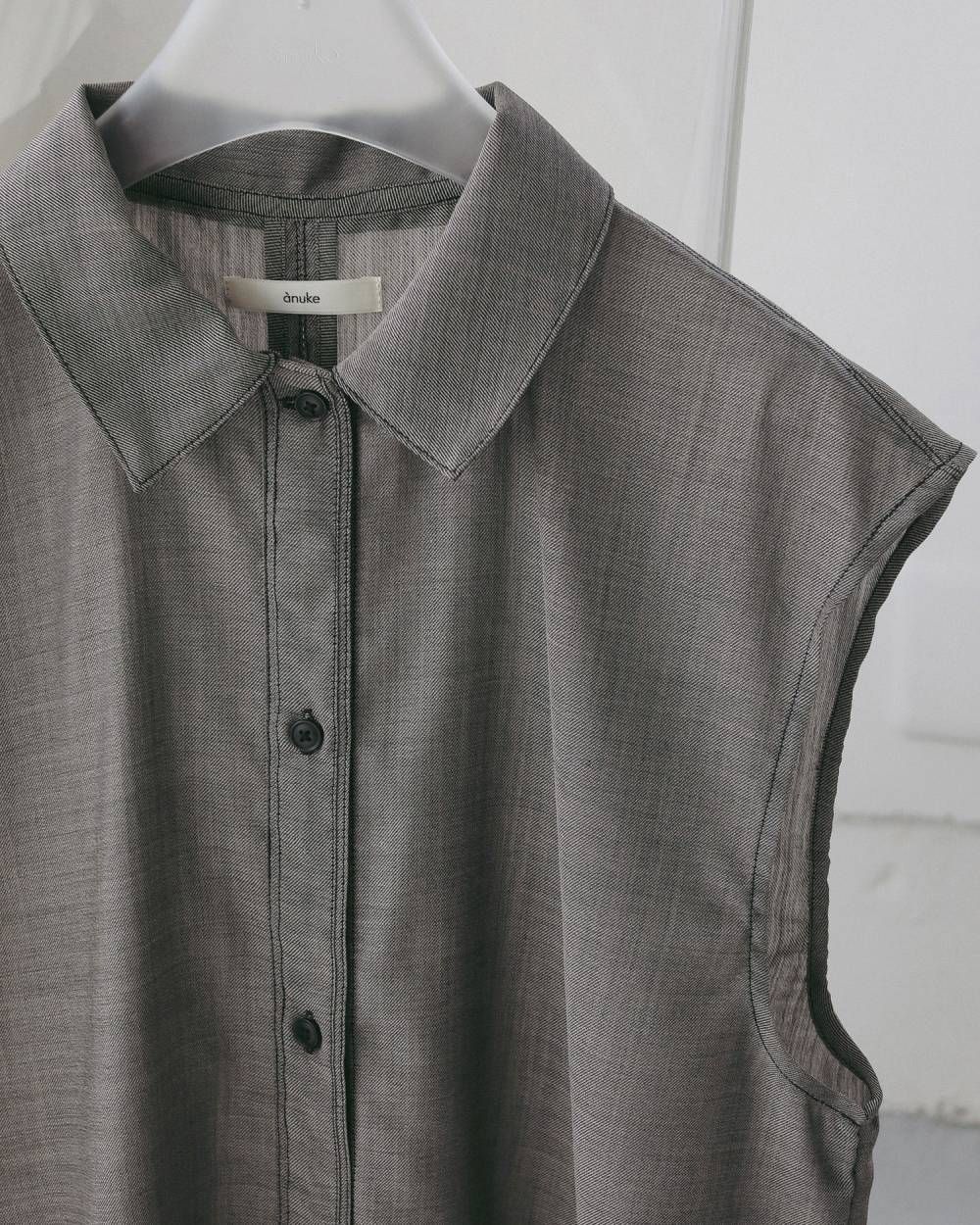ウールシャンブレー ノースリーブシャツ (グレージュ) Woolchambray Sleeveless Shirts (Graige) / 27SS