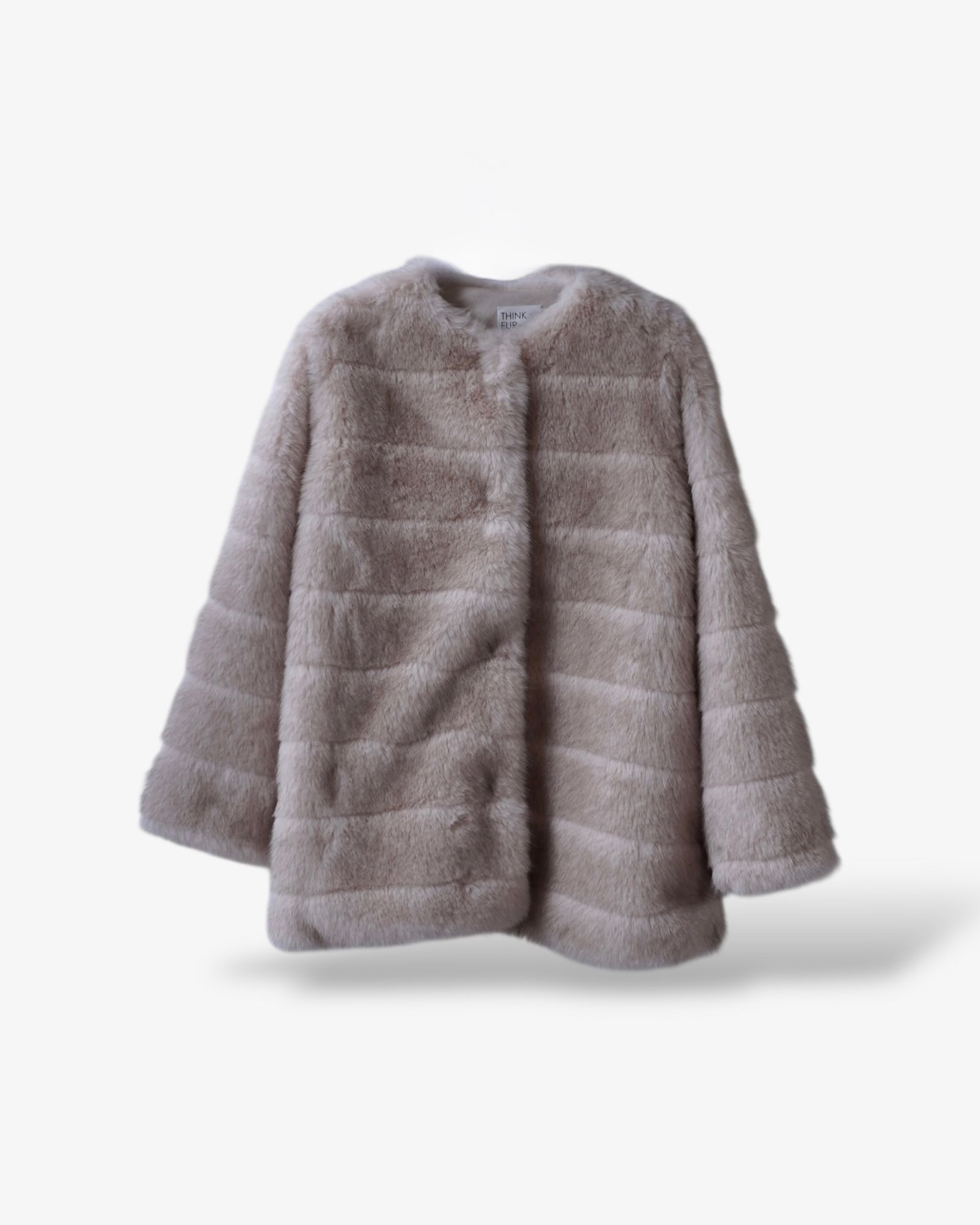 【25AW】Border Fur Coat (グレージュ) / ボーダーファーコート / エコファー / フェイクファー