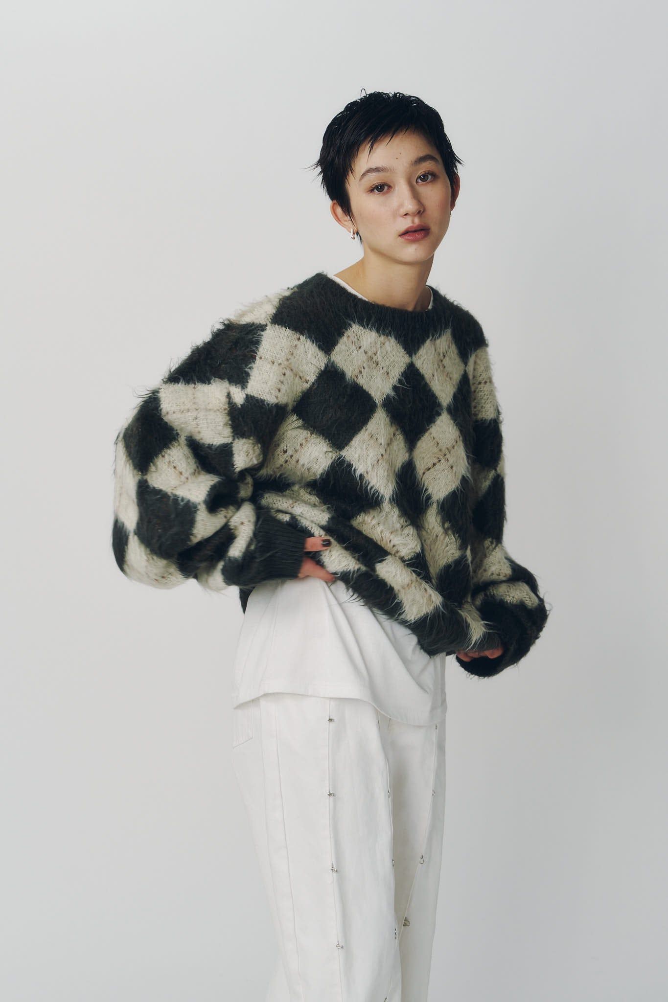 アーガイルニット (ブラウン) argyle knit(unisex) (Brown) / 26AW