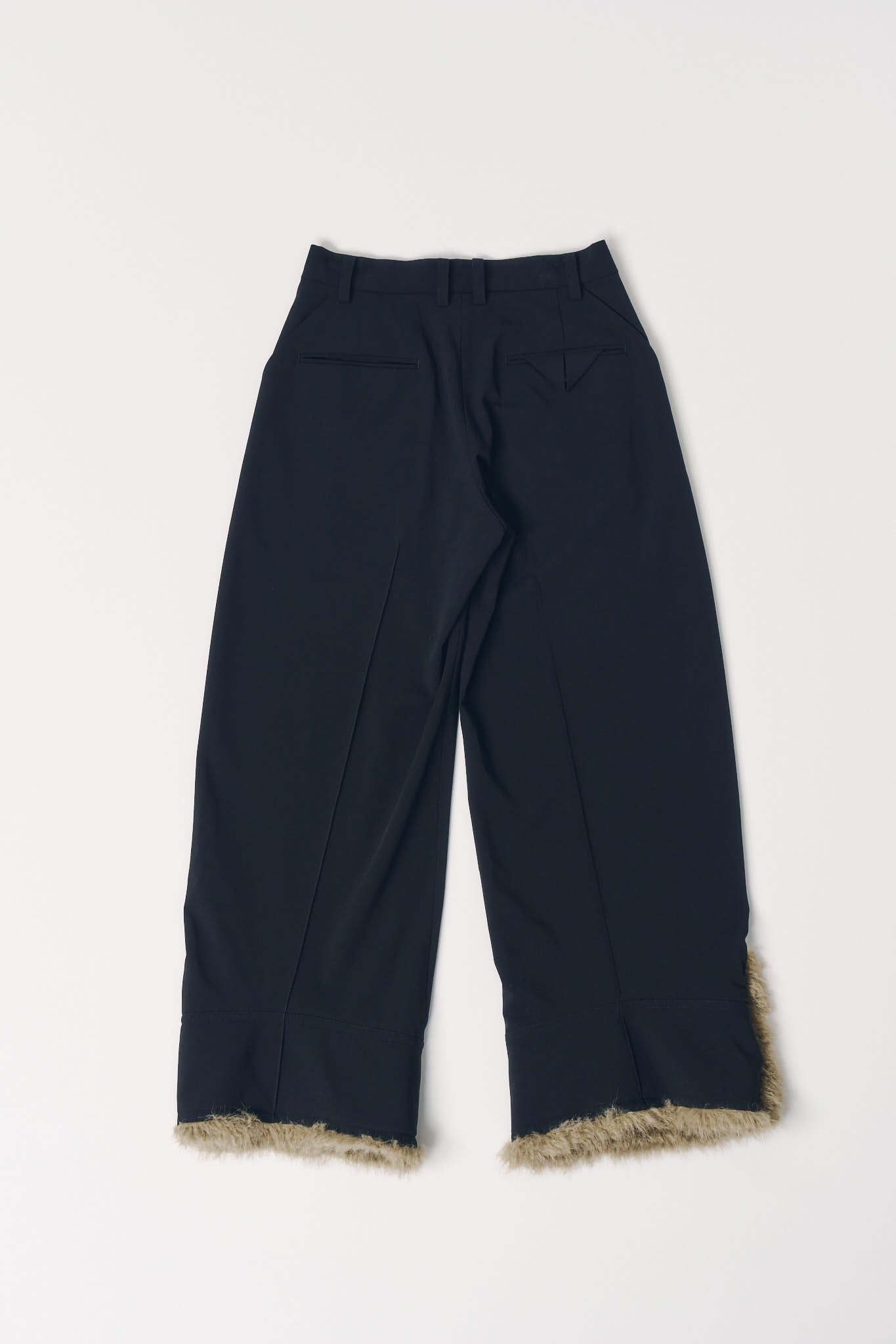 ダブルヘムファートラウザー (ブラックファー) double hem fur trousers(unisex) (Black Fur) / 26AW