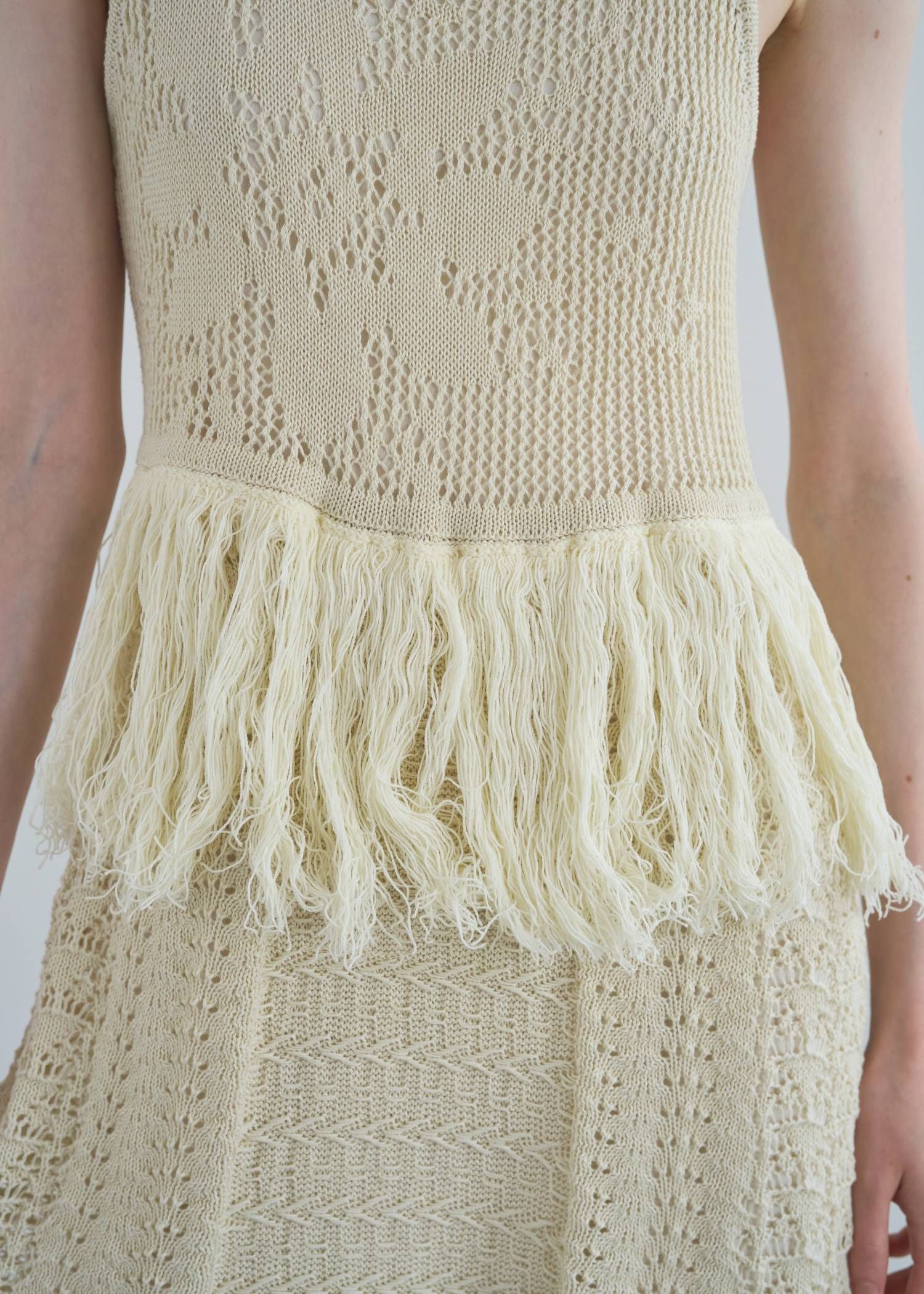マルチパターン ニットワンピース (ナチュラル) multi pattern jacquard fringe knit OP (Natura) /  26SS