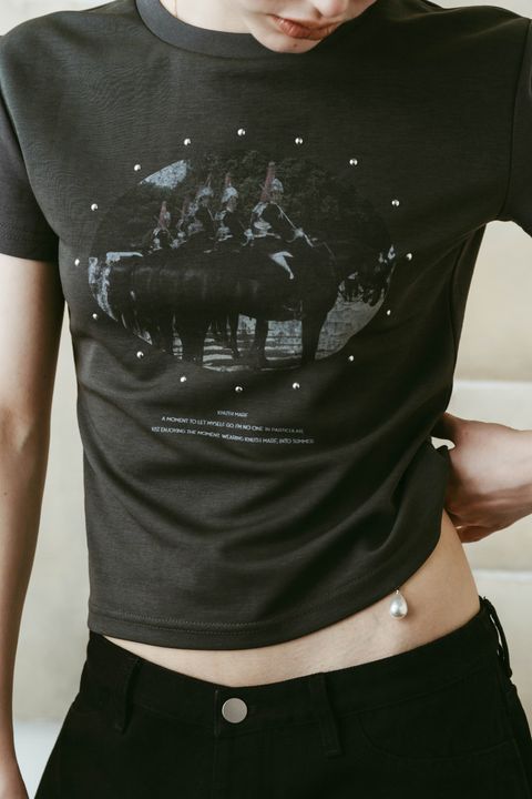 スタッズコンパクトTシャツ (チャコール) studded compact tee (Charcoal) /  26SS