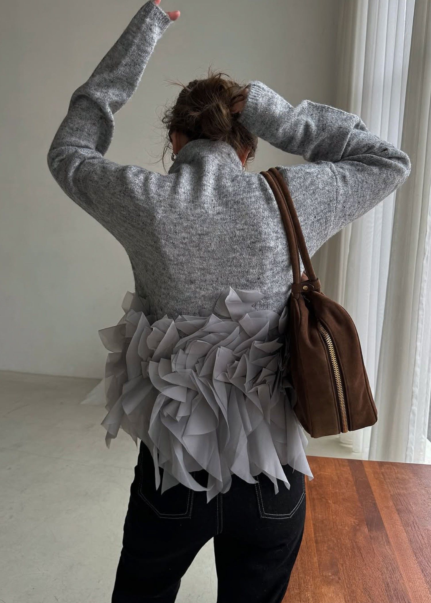 gradation frill bottleneck knit / グラデーション フリルニット (グレー) / 25AW