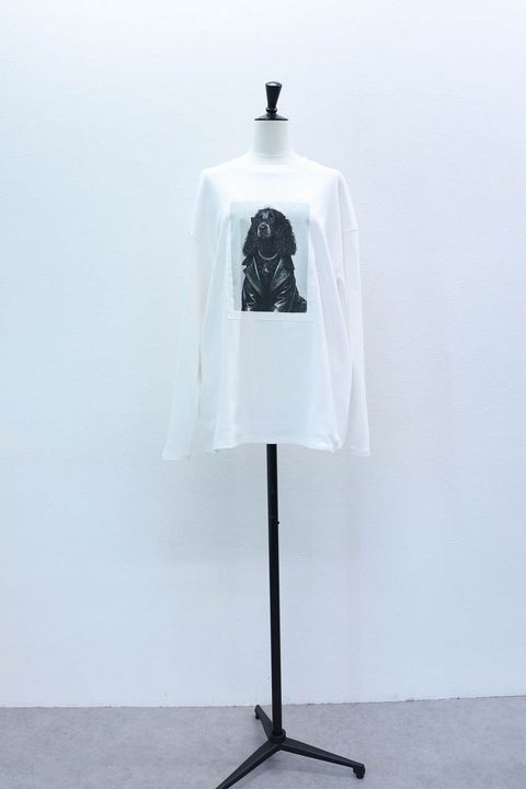 レイヤープリントロンT (ホワイト) Layered long-sleeve graphic T-shirt (White) / 26AW