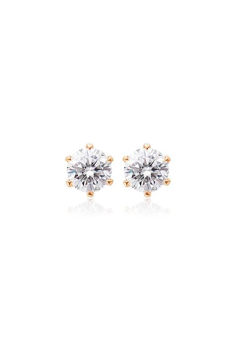 SMALL MOISSANITE STUD PIERCE / スモール モアサナイト スタッド ピアス K10/K18 0.1ct/0.3ct (ピンクゴールド)