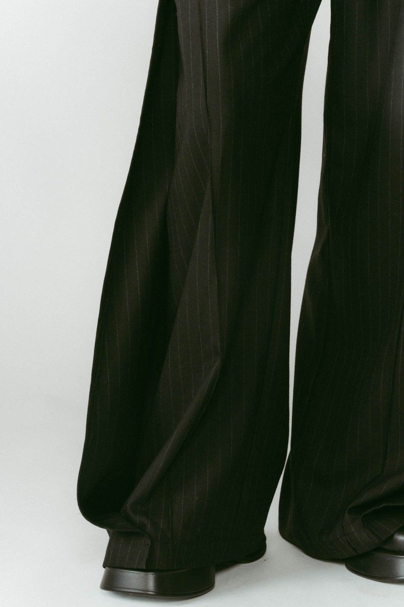 pierced drape pants(unisex) / ピアス ドレープ パンツ (ストライプブラック) / 25AW