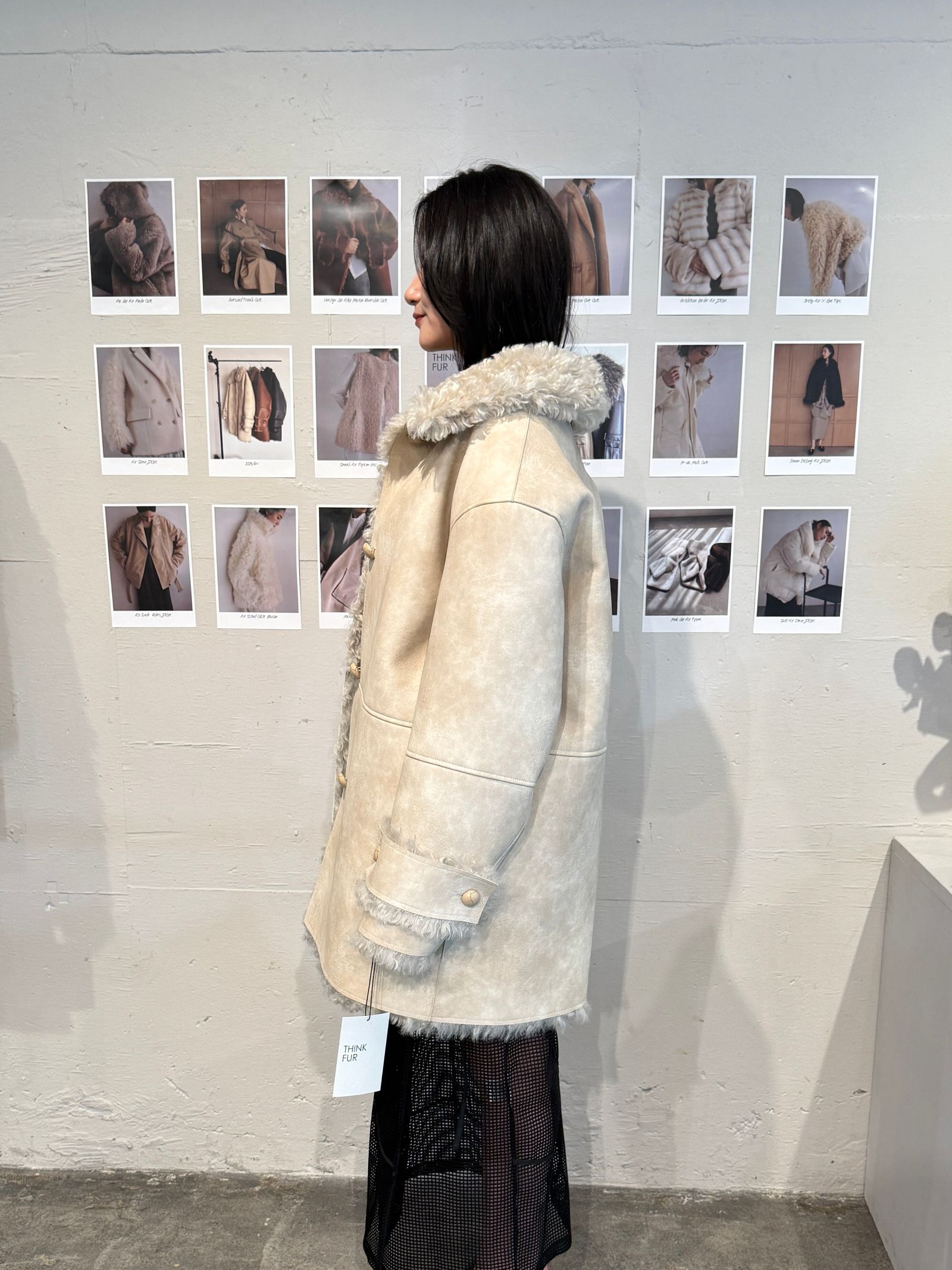 【25AW】Vintage Like Fake Mouton Reversible Coat (クリーム) / ヴィンテージライクムートン リバーシブルファーコート / エコファー / フェイクファー