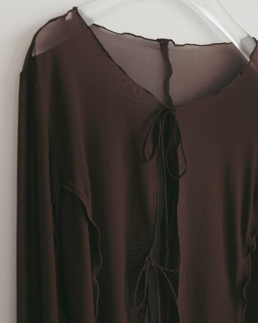 シアーチュールカーディガン (ブラウン) Sheer Tulle Cardigan (Brown) / 27SS