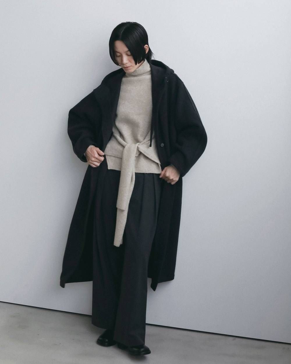 ウールフーディコート (ブラック) Wool Hoodie Coat (Black) / 26AW 【6月29日まで期間限定予約】