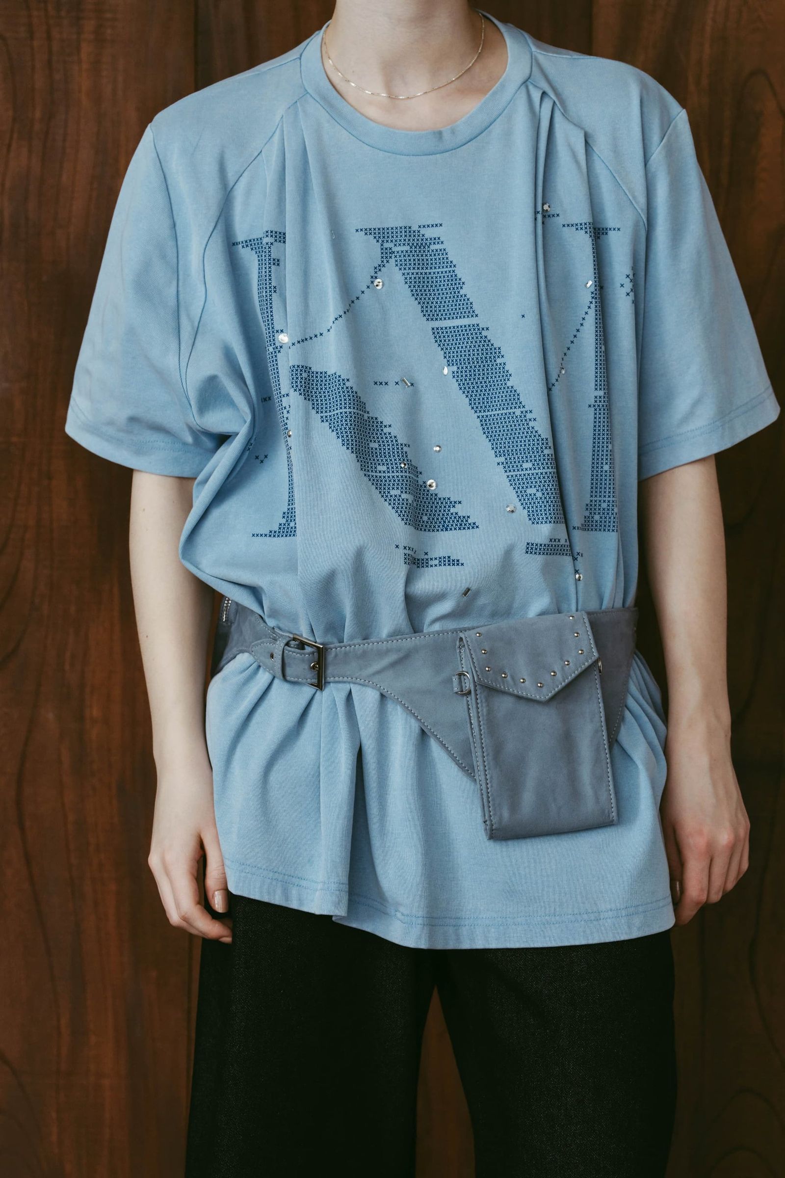 タック オーバーサイズTシャツ (ブルー) tuck detail oversized tee(unisex) (Blue) /  26SS