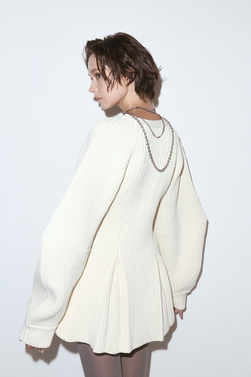 Contour knit cardigan / コントゥア ニットカーディガン (Ivory)